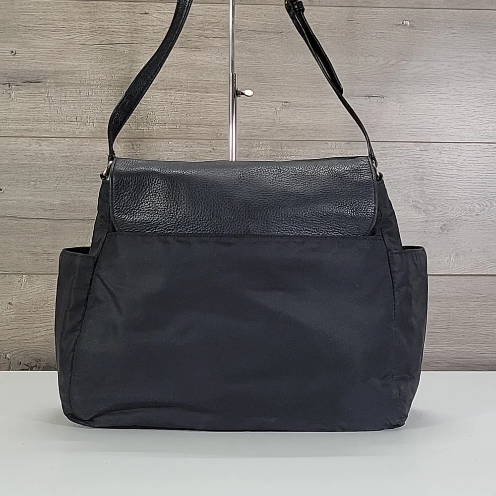 Tory Burch Black Nylon/Leather Baby Diaper Crossbody Bag
